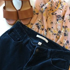 LC Lauren Conrad Dark Teal Velvet Skinny Jeans!